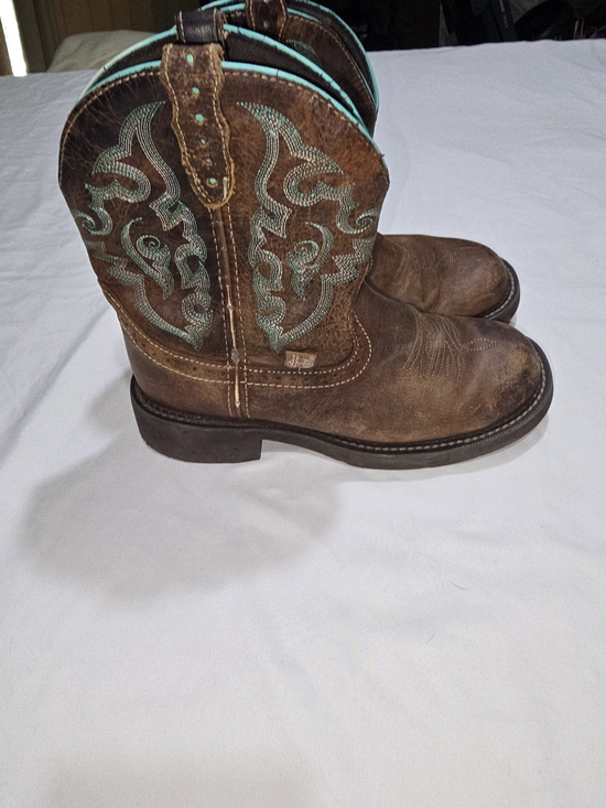 Justin Boots Shoes - Justin Gypsy L2900 Women’s Brown Turquoise Leather Western Cowboy Boots